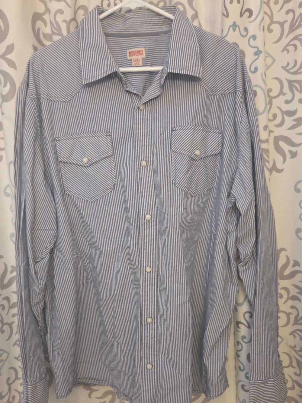 Mossimo Supply Co. Light Blue and White Striped Button-Down Shirt